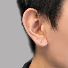 Mini Circle with Emboss Swallow Print Sterling Silver Stud (One Piece)