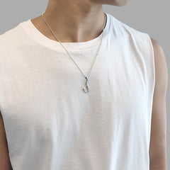 Shinny Fishing Hook Sterling Silver Necklace
