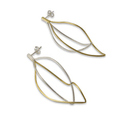 Curved cutout waterdrop Gold Sterling Silver Earrings