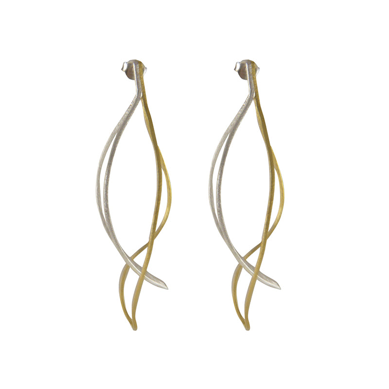 Curved cutout waterdrop Gold Sterling Silver Earrings