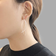 Curved cutout waterdrop Rose Gold Sterling Silver Earrings