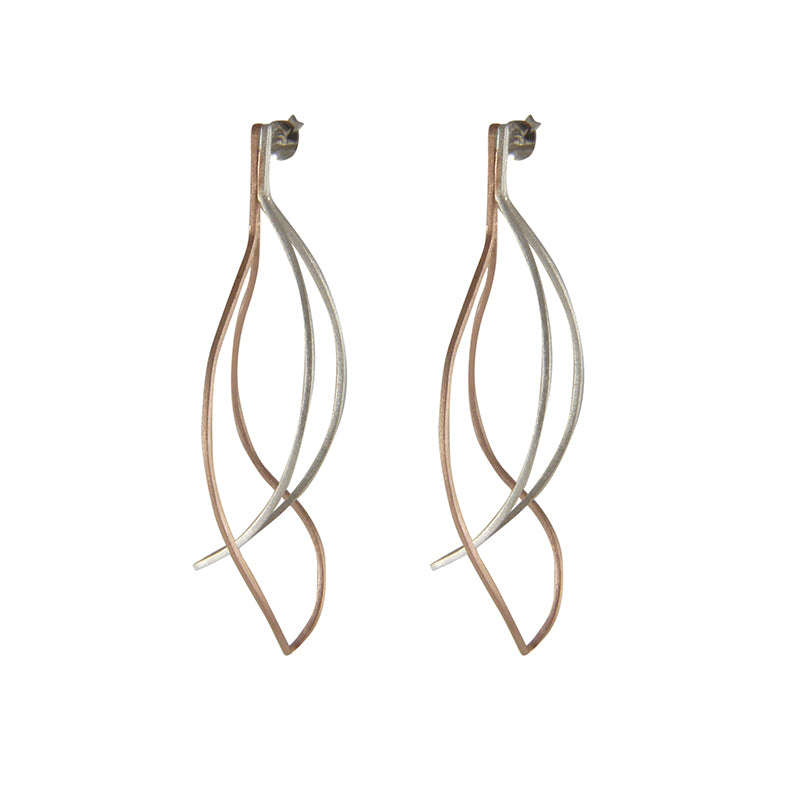 Curved cutout waterdrop Rose Gold Sterling Silver Earrings