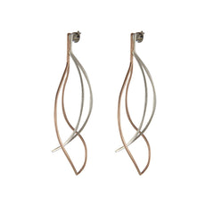 Curved cutout waterdrop Rose Gold Sterling Silver Earrings