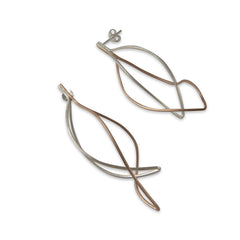Curved cutout waterdrop Rose Gold Sterling Silver Earrings