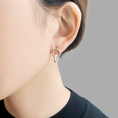 Duo Circle Rose Gold Sterling silver Earrings