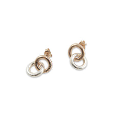 Duo Circle Rose Gold Sterling silver Earrings