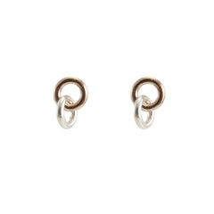 Duo Circle Rose Gold Sterling silver Earrings