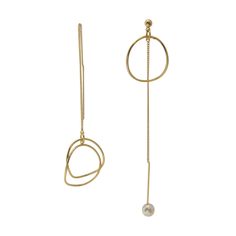 Cutout Circle Gold Pull-Thru Earrings