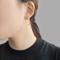 Cutout Circle Gold Pull-Thru Earrings