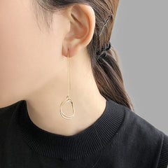 Cutout Circle Gold Pull-Thru Earrings