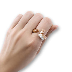 Rabbit Wrap Around Brown Ring (small)