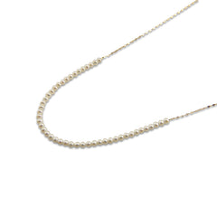 Link of Fresh Water Pearl 10K Real Gold Eye Chain Medium Necklace