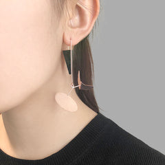 Circle Shape With Wings & Green Marble Stone Rose Gold Studs