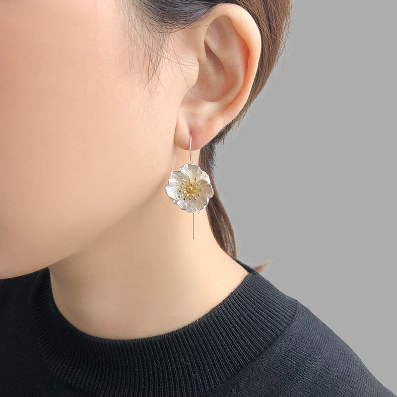 Morning Glory Gold Sterling Sliver Pull-Thru Earrings