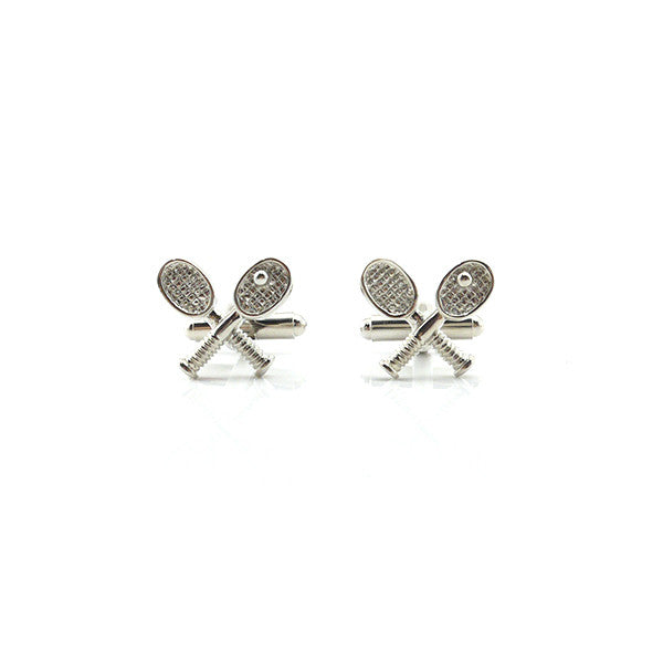 Tennis Racket & Ball Silver Cufflinks