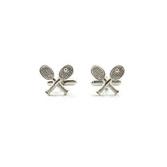 Tennis Racket & Ball Silver Cufflinks