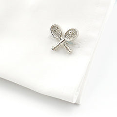 Tennis Racket & Ball Silver Cufflinks