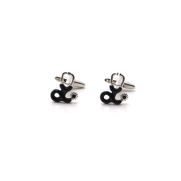 Stethoscope Black & Silver Cufflinks