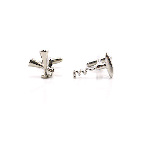 Wine Bottle Opener and Champagne Glass Cufflinks