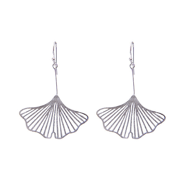 Big Cutout Ginkgo Sterling Silver Earrings