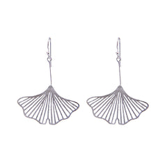 Big Cutout Ginkgo Sterling Silver Earrings