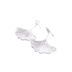 Big Cutout Ginkgo Sterling Silver Earrings
