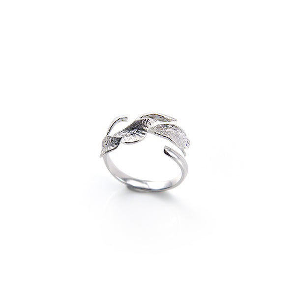 Plum Branch Leaf Sterling Silver Ring