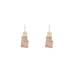 Triple Square Rose Gold Sterling Silver Earrings