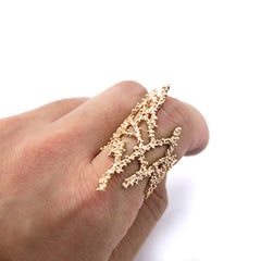 Frozen Long Rose Gold Sterling Silver Ring