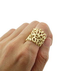 Coral Gold Sterling Sliver Ring