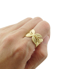 Butterfly Leaf Gold Sterling Sliver Ring