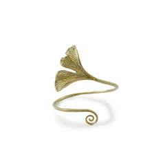 Gingko Leaf Gold Sterling Sliver Bangle