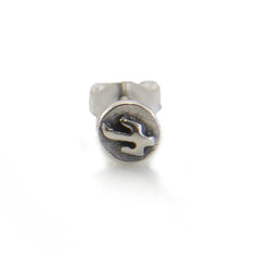 Mini Circle with Emboss Swallow Print Sterling Silver Stud (One Piece)