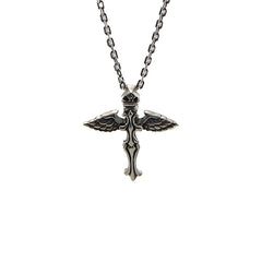 2 Wings Cross (Medium Size) Sterling Silver Necklace