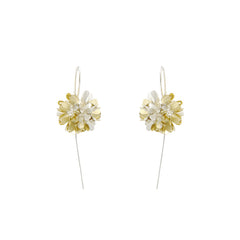 Hydrangea Dangle Gold & Sliver Sterling Silver Pull-Thru Earrings