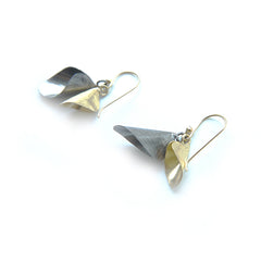 Duo Speaker Shape Gold & Black Gold Earrings
