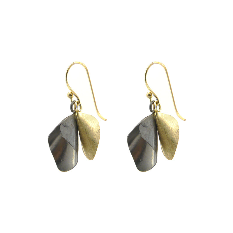 Duo Speaker Shape Gold & Black Gold Earrings