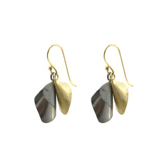 Duo Speaker Shape Gold & Black Gold Earrings
