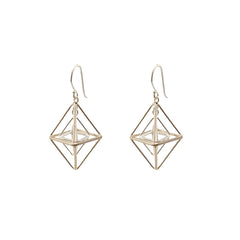 Duo 3D Cutout Diamond Rose Gold & Sliver Sterling Sliver Earrings