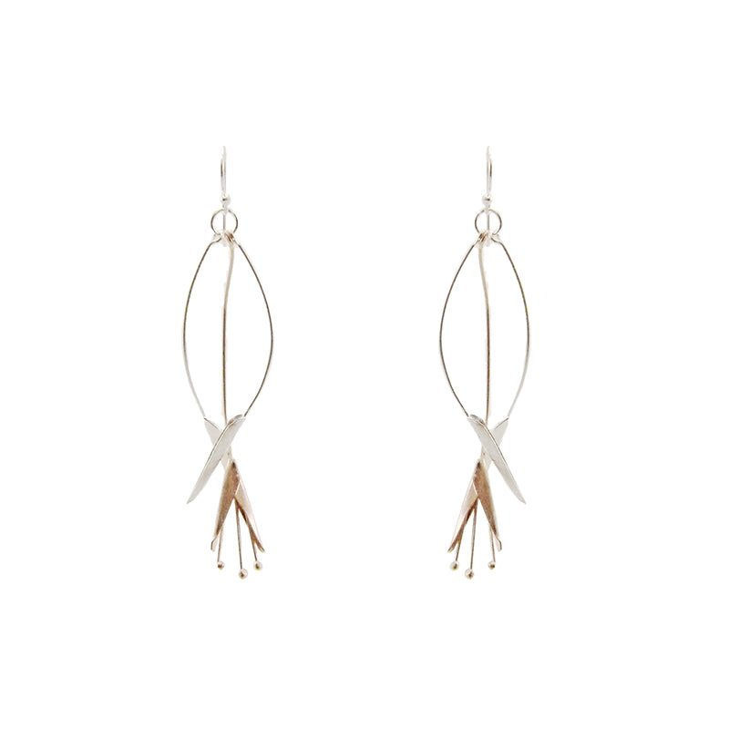 Bird of Paradise Sliver & Rose Gold Sterling Silver Earrings