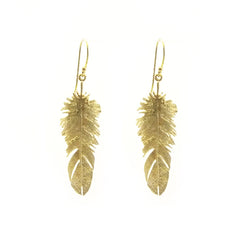 Big Feather Gold Sterling Silver Earrings