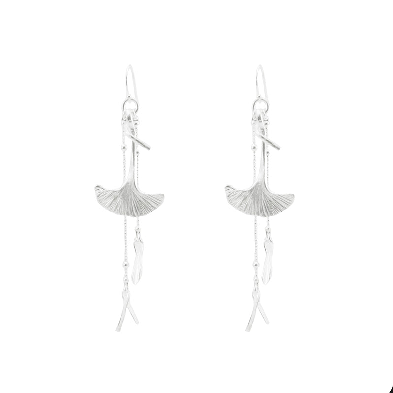 Ginkgo Leaf Sliver Earrings