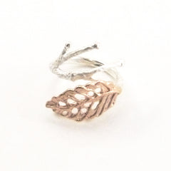 Curved Leaf Rose Gold Sterling Sliver Ring