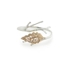 Curved Leaf on Branch Rose Gold Sterling Sliver Bangle