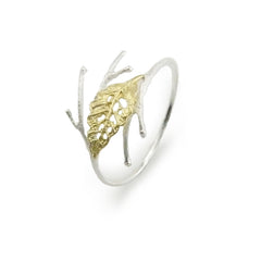 Curved Leaf on Branch Gold Sterling Sliver Bangle