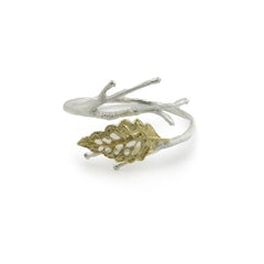 Curved Leaf on Branch Gold Sterling Sliver Bangle