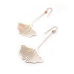 Big Cutout Ginkgo Rose Gold Sterling Silver Earrings