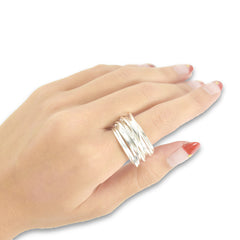 Thick Multi-line Sterling Sliver Ring