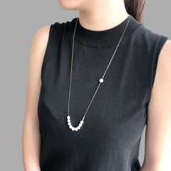 18K Real Gold + 10 pieces 8mm Akoya Long & Short two way necklaces