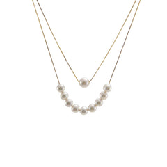 18K Real Gold + 10 pieces 8mm Akoya Long & Short two way necklaces